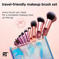 REAL TECHNIQUES Real Techniques Travel Fantasy Mini Brush Kit, Makeup Brushes For Eyeshadow, Highlight, Contour, Powder, and Concealer, Travel-Sized Brushes and Cosmetic Bag, Synthetic Bristles, 11 Piece Set