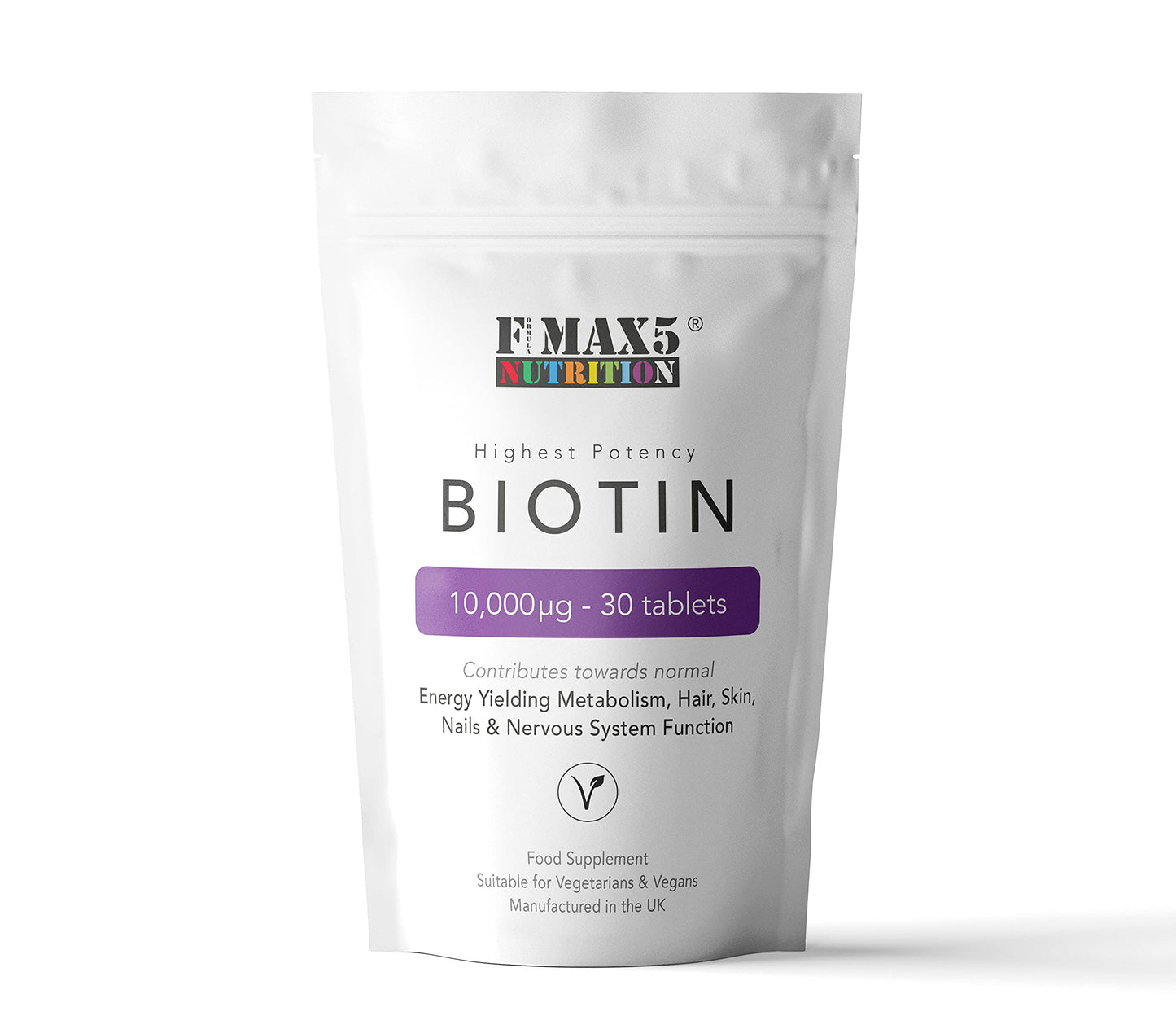 formula max5 nutrition Biotin Hair Growth Supplement, 30-365 Tablets (1 Month to Full Year Supply) Biotin 10,000mcg by FMax5 Supplements (30)