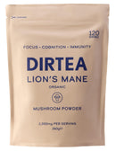 DIRTEA Lion's Mane Mushroom Powder | 2,000mg / Serving | Organic, Vegan & Non GMO | Focus, Memory & Immunity | High Strength Supplement with Zinc | 240g - 120 Servings