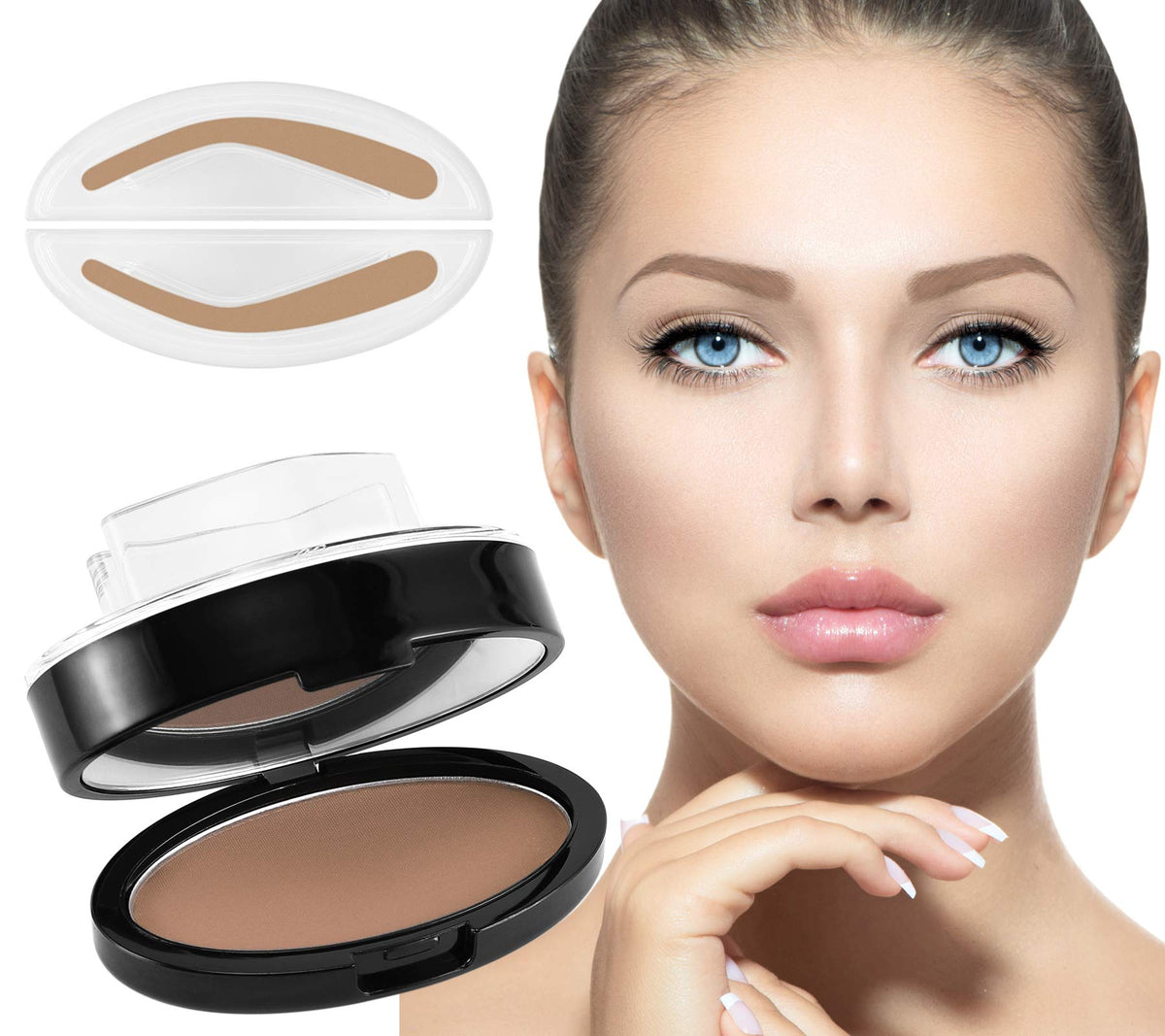 Boobeen Eyebrow Seal Stamp Powder - Waterproof 1 Second Make Up Nature Tinting Coloring Kit - Creates Natural Looking Brows for Makeup Beginners