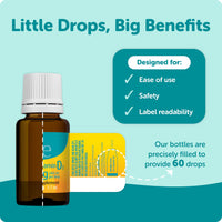 Ddrops One 10 µg 60 Drops - Daily Vitamin D3 Supplement for Kids & Adults. Support Bone Health & Immune System - No Large Capsules, No Preservatives, Non-GMO, Allergen-Friendly