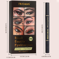 Sitovely Double-headed Liquid Eyeliner Stamp Pencil Set, 6PCS Winged Black Eyeliner Pen for Women, Eyeliner Stencils Long-Lasting Tattoo Makeup-Triangle,Star,Heart,Smiley,Butterfly (B, M)