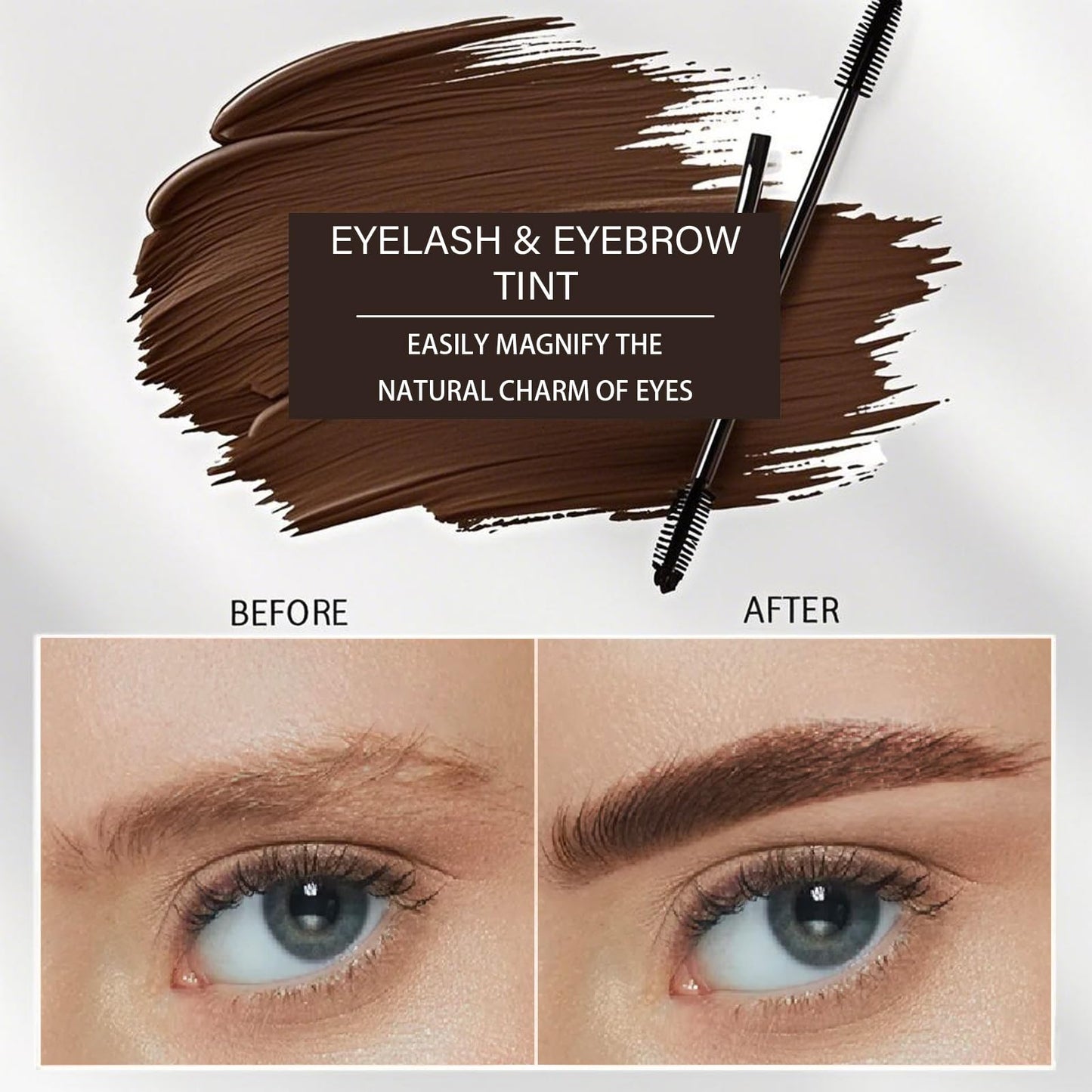 Eyebrow & Lash Tint, Brown Eyebrow Tint Kit, Fast & Easy Brow Dye Starter Kit, Long-Lasting Eye Brow Tint Lash Tint Kit For Natural Trendy Shaping Brow (Brown)