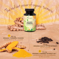 Vegavero Organic 5,600 mg Turmeric and Black Pepper Capsules High Strength | 162 mg Curcuminoid, 144 mg Curcumin and 10 mg Piperine | NO Additives, Lab-Tested | 120 Capsules