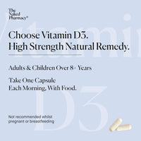 The Naked Pharmacy | Vitamin D3 Supplements | for Immune System | Bones, Joints & Teeth | with Natural Prebiotic Baobab | High Strength | No Additives | Vegan | 60 Capsules