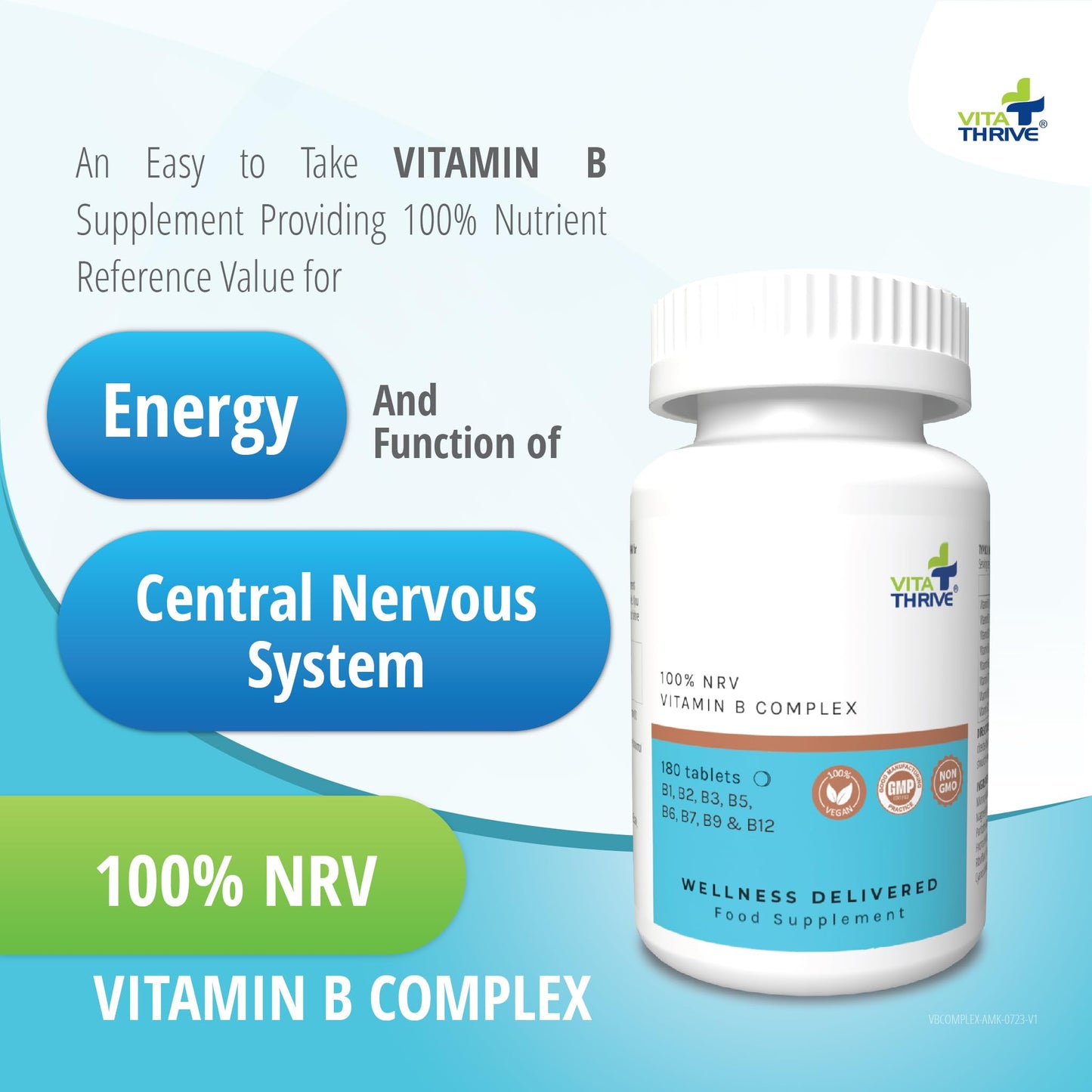 VitaThrive® Vitamin B Complex 100% NRV – 180 Tablets