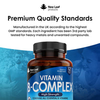 Vitamin B Complex - 365 Small Tablets (One Year Supply) High Strength All 8 B Vitamins B1-B2-B3-B5-B6-B12, Biotin, Folic Acid and Vitamin C - Reduction of Tiredness, Energy & Immune Support - UK Made