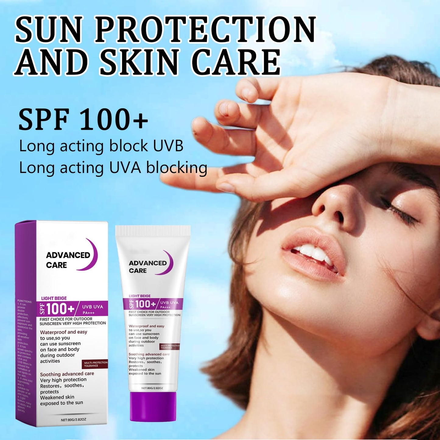 SPF 100+ Ultra-Light Face Sunscreen - Very High Protection Suncream with Water & Sweat Resistance. Refreshing, Non-greasy & Non-sticky Formula for Maximum UV Protection
