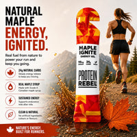 Maple Ignite - Natural Energy Gels with Grade A Canadian Maple Syrup for Running, Cycling & Endurance by Protein Rebel - Easy to Digest Running Gels - 24g Carbs, Electrolytes (8 Sachets)