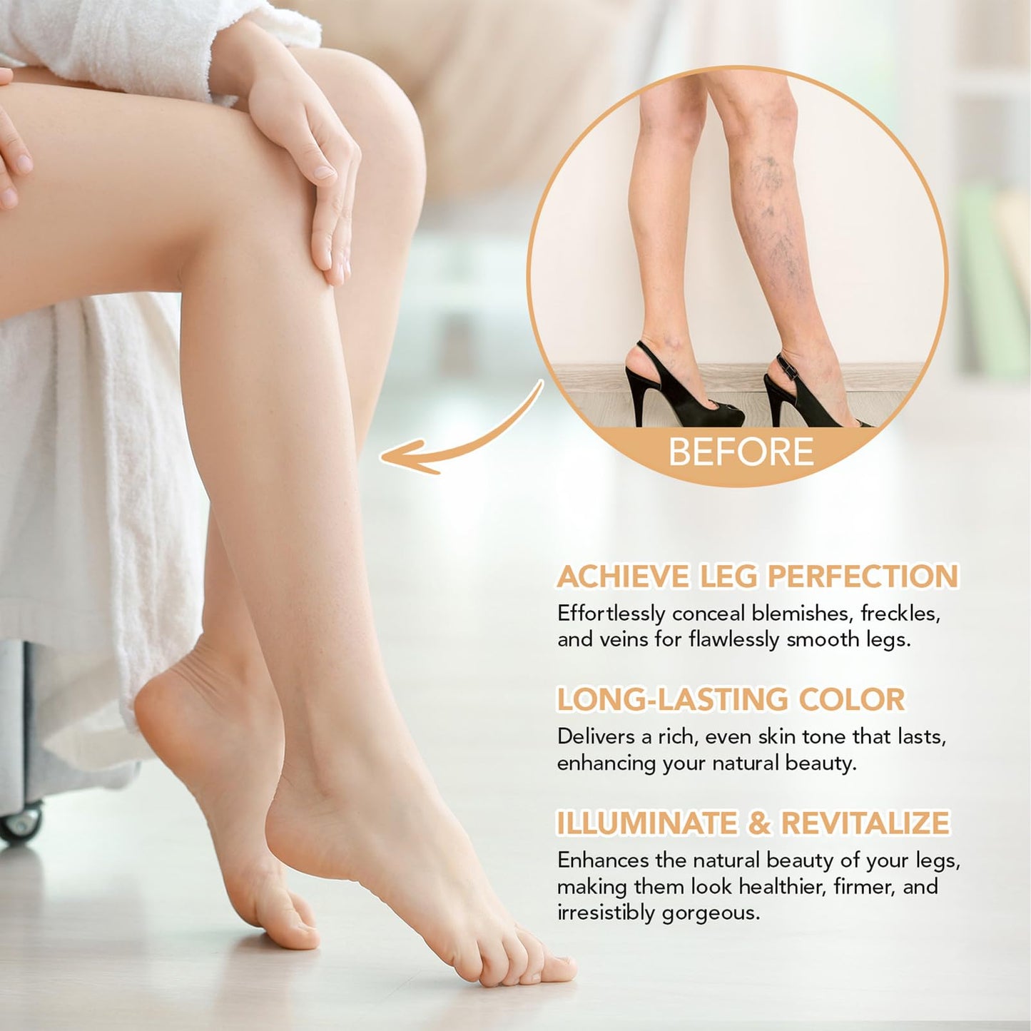 HERBENJOY Leg Makeup Full Coverage Concealer, Waterproof Body Concealer for Legs, Tattoo Cover Up Makeup, Scar & Veins, Long-Lasting, Correcting & Brightening Cream for Women, Medium Shade 100ml