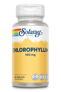 SOLARAY Chlorophyll - 60 Vegan Tablets not Capsules - High Strength Chlorophyllin Supplement from Sodium Copper - Lab Verified - Solaray