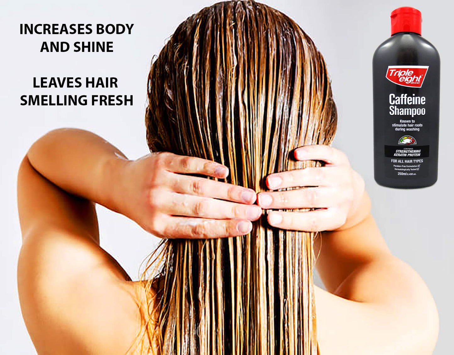Triple Eight Caffeine And Keratin Shampoo to Stimulate Follicles In Fine, Thinning, Dull Hair