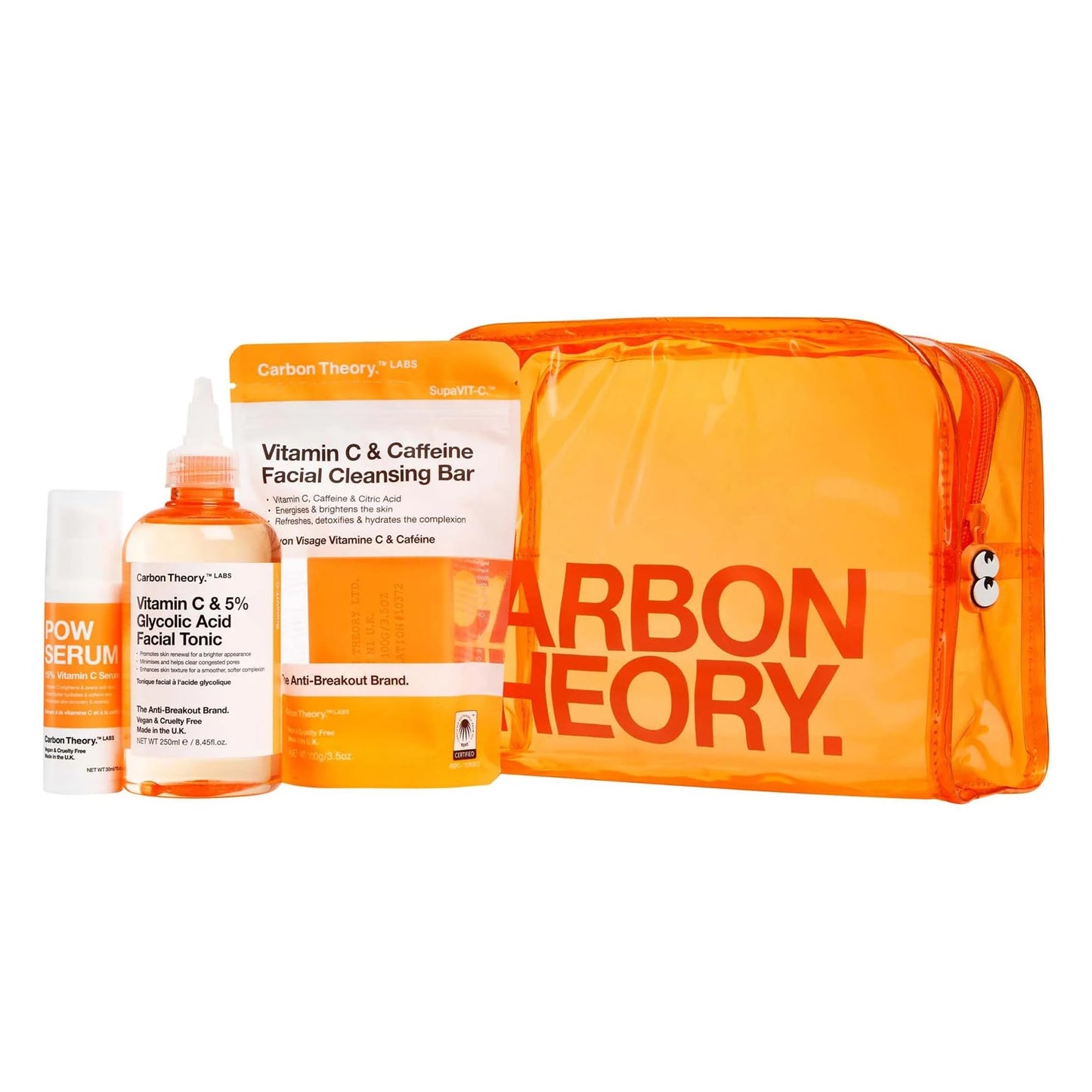 Carbon Theory Vitamin C and 5% Glycolic Acid Face Toner for Tired Dull Looking Skin, Minimises and Clears Congested Pores and Helps Improve Skin Texture and Tone 250ml
