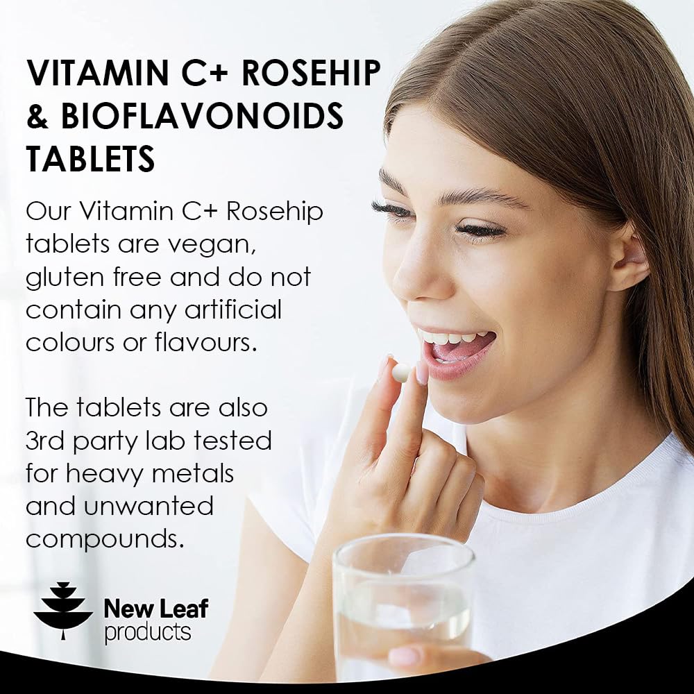 Vitamin C Tablets 1000mg - Premium Vitamin C Supplements - Enriched With Bioflavonoids & Rosehip Vegan & Vegetarian Vitamin C Tablets High Strength Ascorbic Acid Vit C for Normal Immune System UK Made