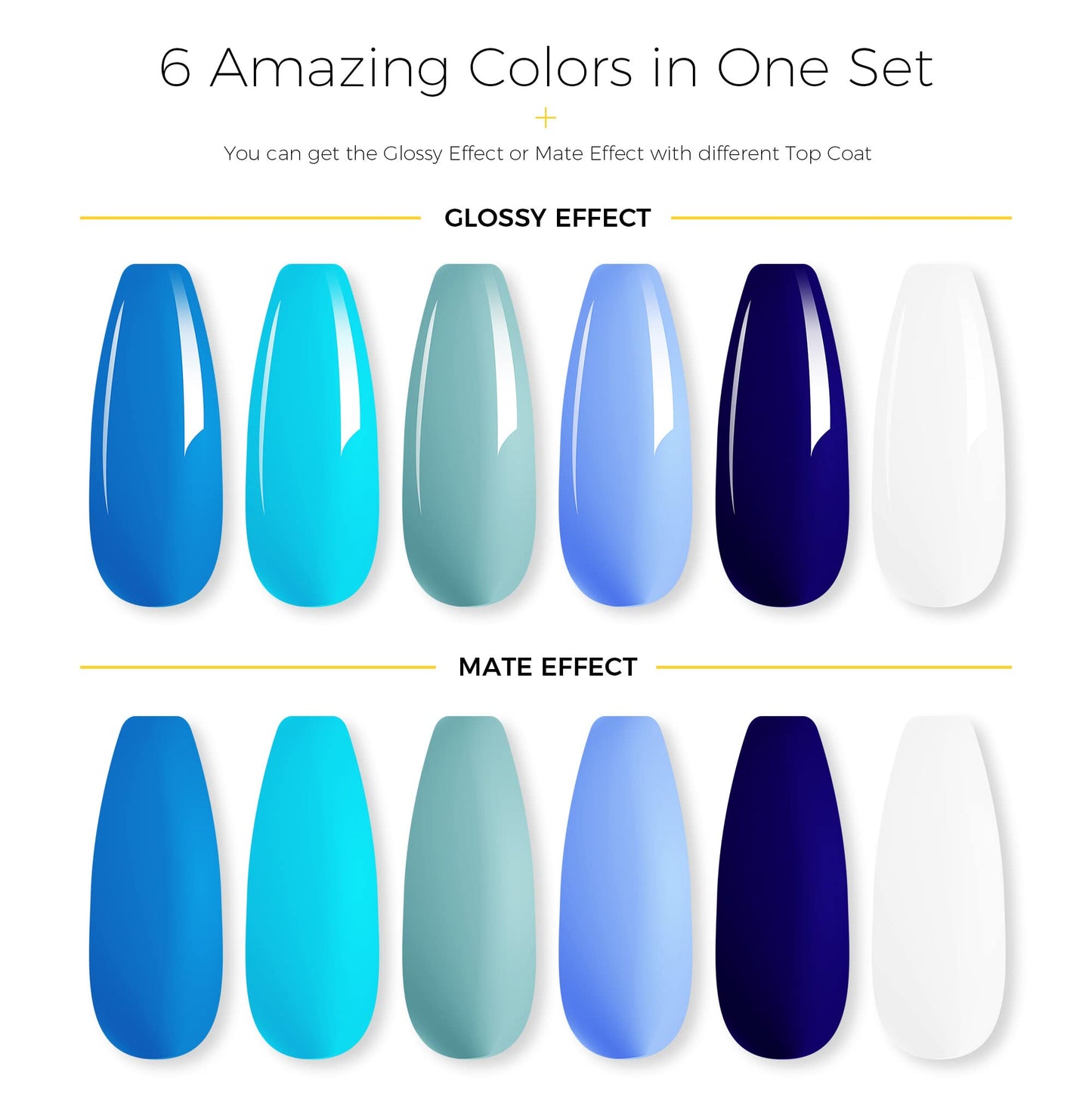 BURANO Poly Extension Gel Nail Kit, 6 Colors Nail Poly Nails Builder Gel Set for Beginner & Professional Using, Poly Nail Gel Kits DIY Starter Kit Nail Art Gift (Blue)