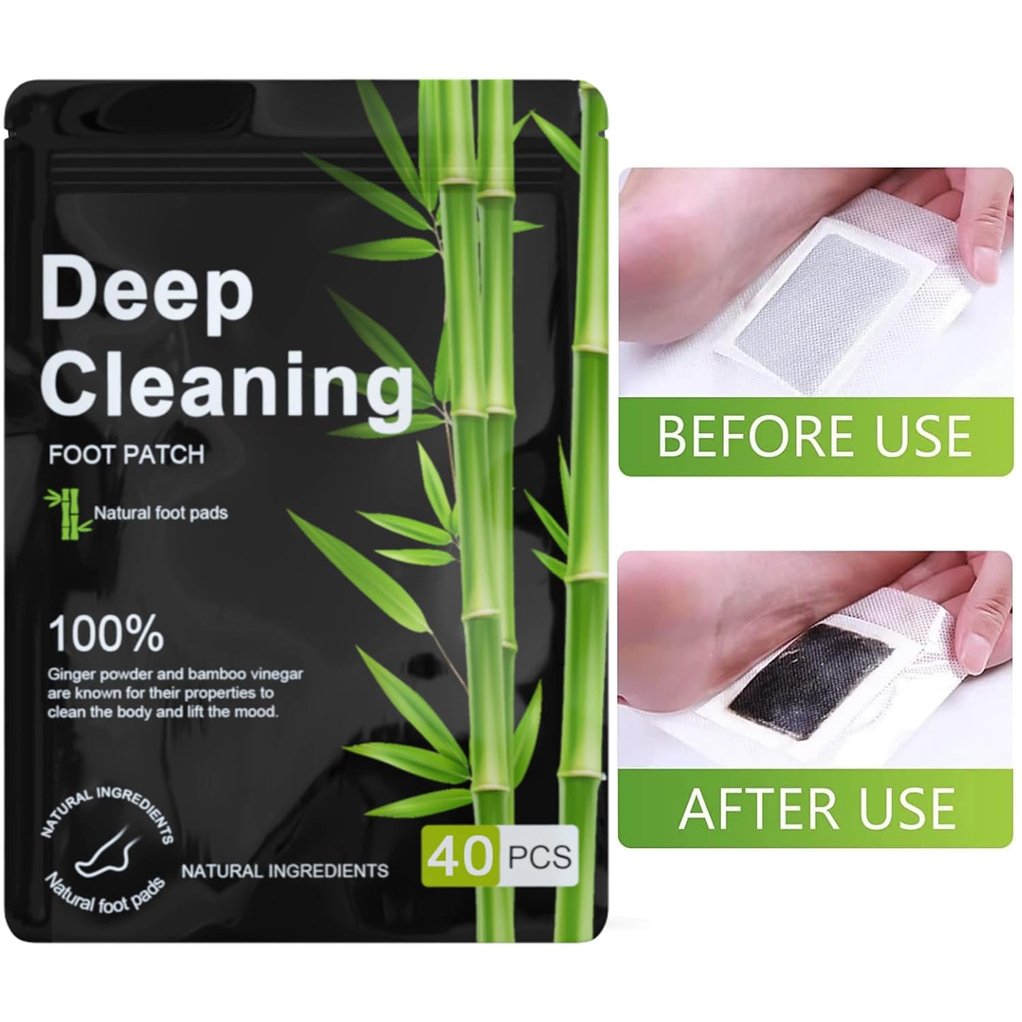 Rezolite Foot Detox Patches, 40 Pcs Natural Deep Cleansing Detox Foot Patches for Relieve Body Stress, Improve Sleep Quality, Enhance Blood Circulation