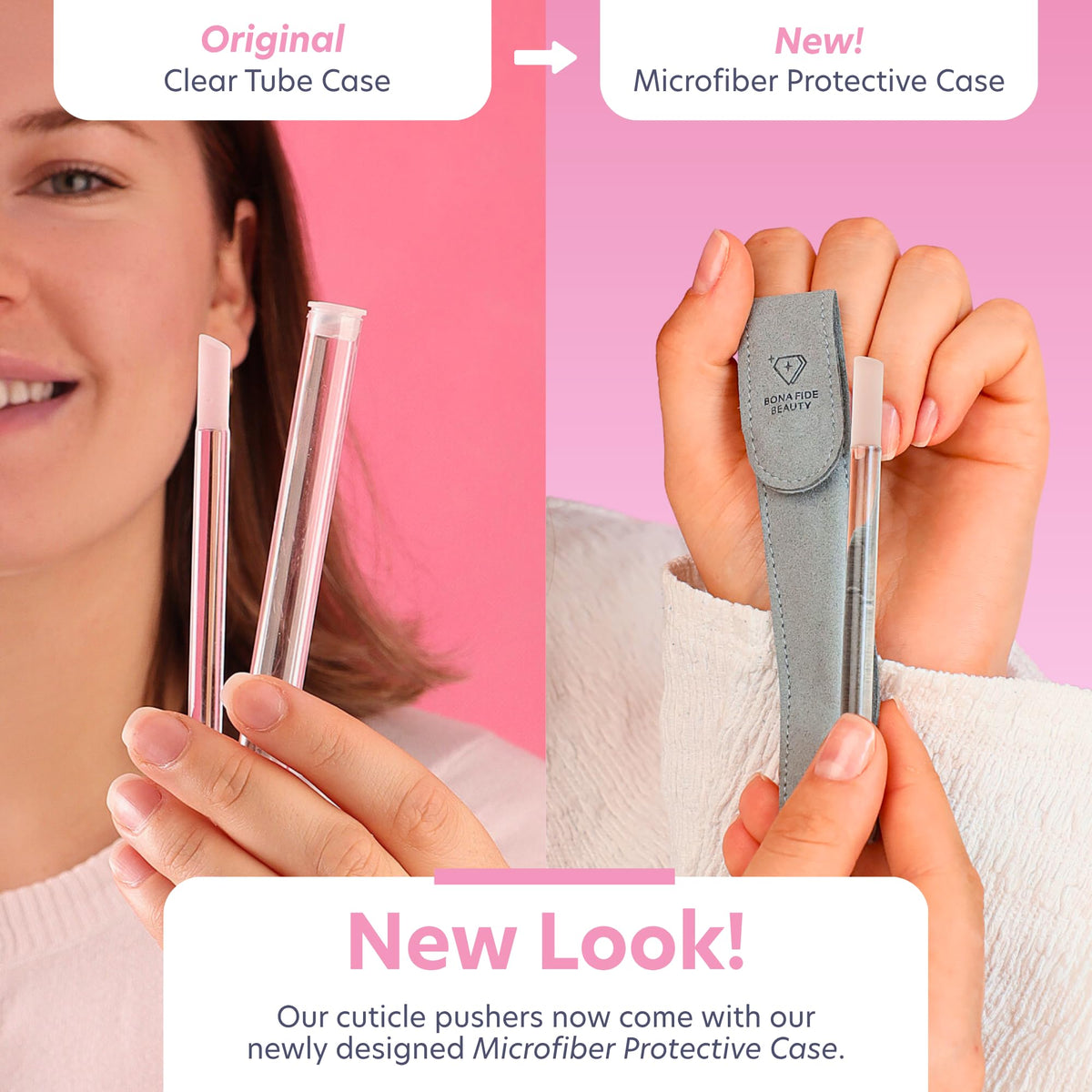 Glass Cuticle Pusher by Bona Fide Beauty - Clear Dual-Ended Manicure Stick with Case - 1Pc Premium Czech Glass Manicure Tools