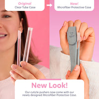 Glass Cuticle Pusher by Bona Fide Beauty - Clear Dual-Ended Manicure Stick with Case - 1Pc Premium Czech Glass Manicure Tools