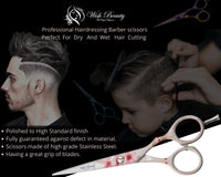 wish beauty,the royal elegance Wishbeauty Pre-Style Magic White Hair Scissors 5.5 Inches Offset Design Forged Special German Steel, Hair Cutting Scissors Shears, Barber Hairdressing Scissor Salon Razor Edge (Magic White)