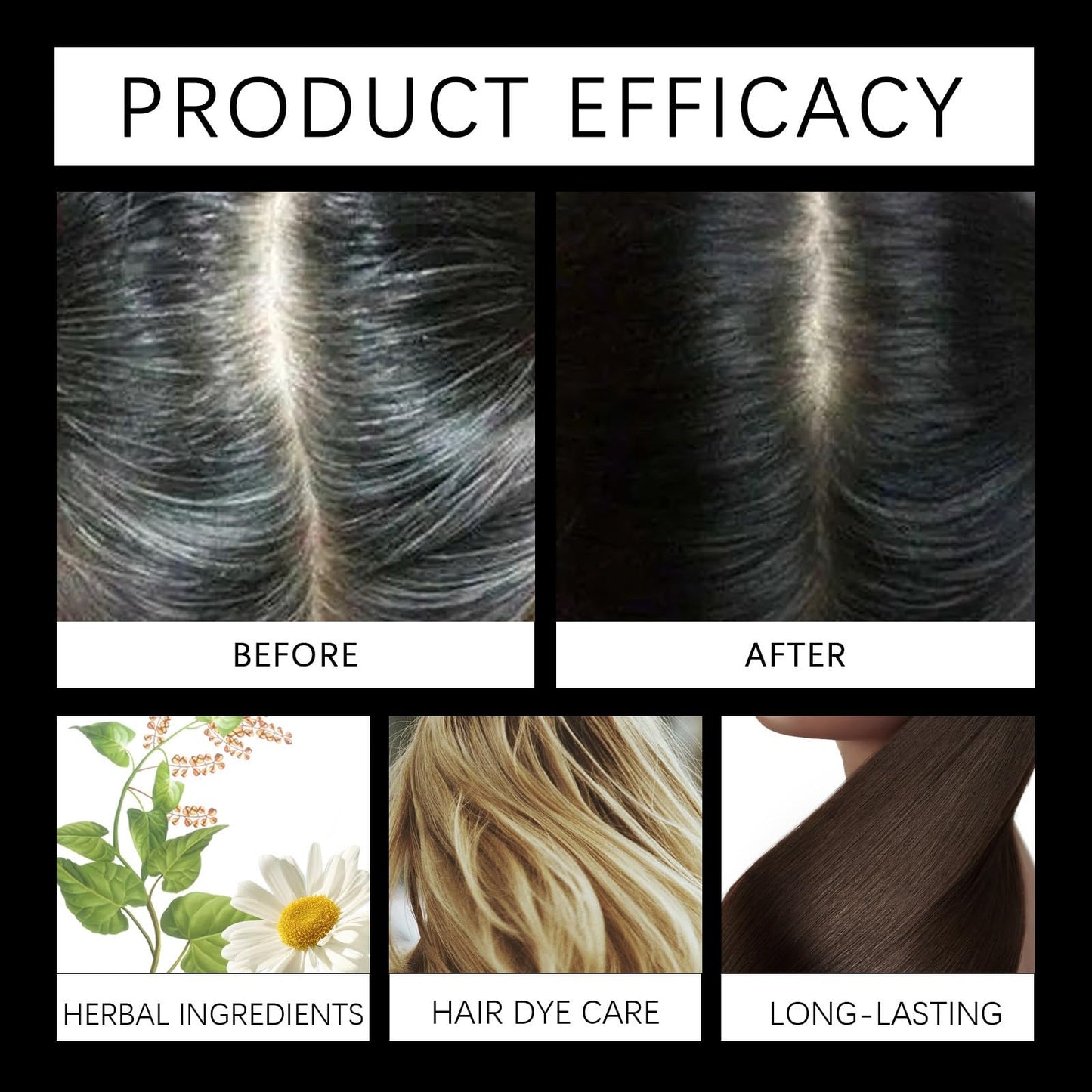 Mubuni Black Polar Hair Dye Shampoo,Hair Care Instant Dye Shampoo,Black Hair Dye Sh/ampoo 3 in 1,Instant Dye Shamp/oo,H/air Colour Shampo/o,Permanent Ha/ir D/ye,Hair Care Dy/e Sha/mpoo,Semi Permanent (Black)