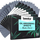 Teenitor 800 Counts Natural Bamboo Charcoal Blotting Paper for Oily Skin, Oil Blotting Sheets for Face Oil Absorbing Sheets for Women Men, Cosmetic Blotting Papers Oil Control Film, Large 10 x 7cm