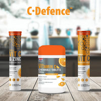 Vitamin C 1000mg Effervescent Tablets - Orange Flavour - 6 Tube of 20 Tablets (120) - Club Vits