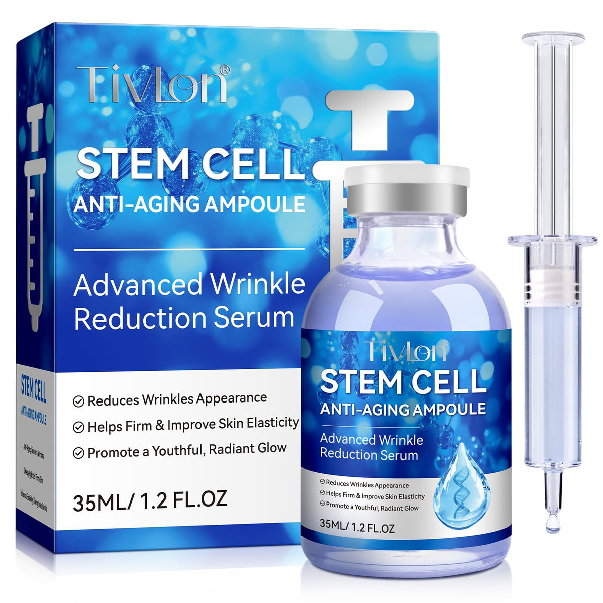 YijiaXingzhou Stem Cell Serum for Face and Body, Microneedling Serum Anti-Aging Ampoule to Help Reduce the Wrinkles & Fine Lines, Lift and Firm Skin, Face Moisturising Essence to Use with and without Micro Needling