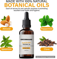 groomarang Groomarang Gum Oil - Made from 100% Pure Botanical Oils (Extra Fresh) Convenient Dropper Bottle for Accurate Dispensing 30ml Includes Stainless Steel Tongue Scraper