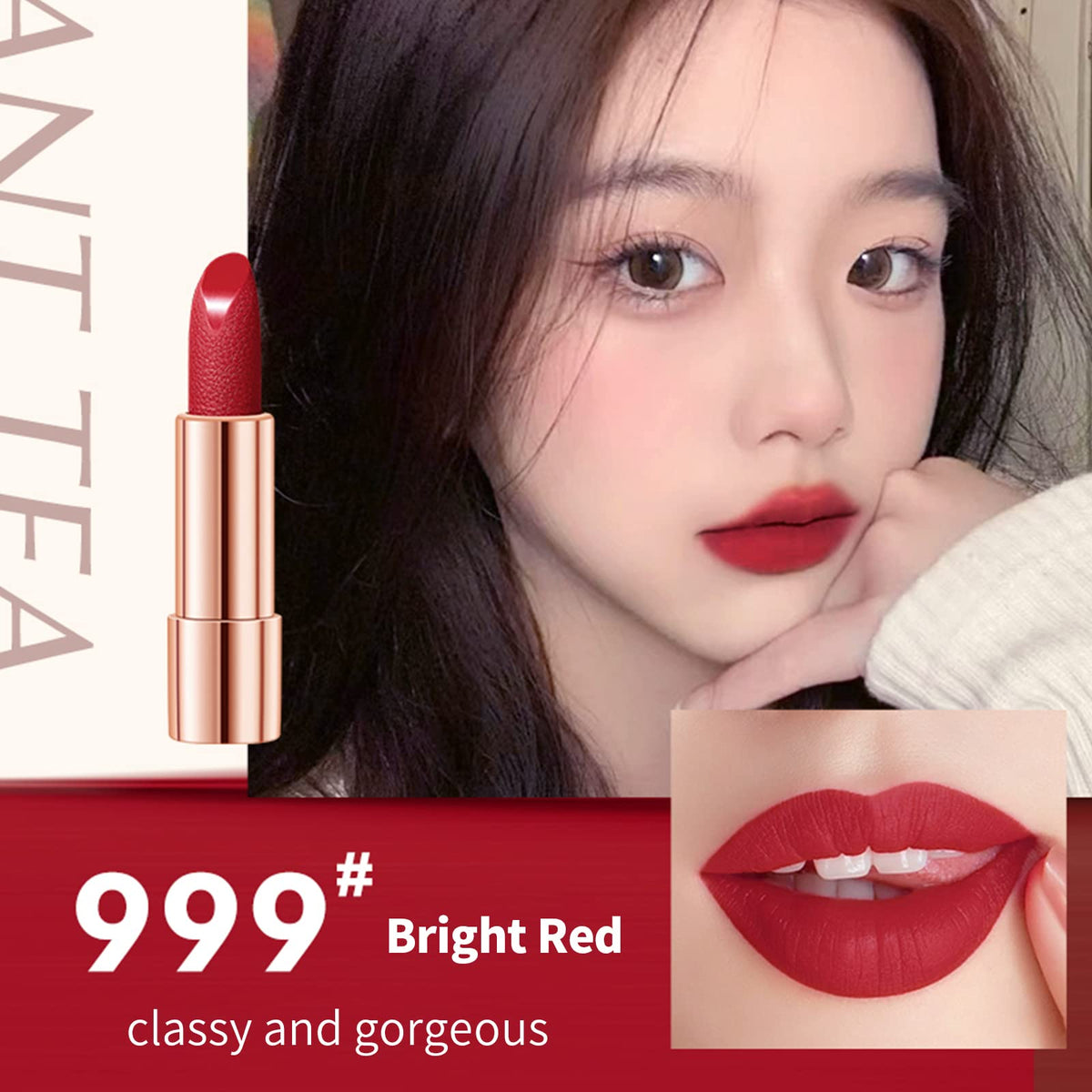 Newvenper Matte Lipstick Set 3 Colors Lip Stick with Orange Chain Bag Package Velvet Lip stick Gift Box Set Waterproof Non-Stick Cup Long Lasting Retractable Red Lipstick Set 3.5gx3 Pcs