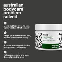 Australian Bodycare Men’s Nut Wax for Sweat, Chafing and Odor Relief in the Groin – enriched with shea Butter, squalane and Soothing bisabolol for Sensitive Skin Care