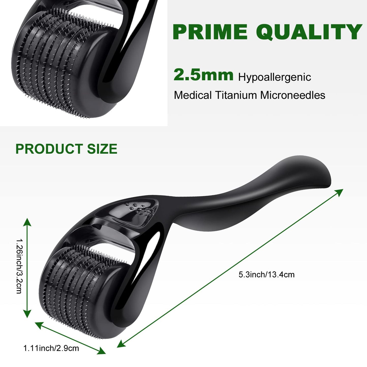 URAQT Derma Roller, 2.5mm Beard Roller, 540 Titanium Micro Needling Roller for Men and Women, Microneedle Face Roller Beard Growth Roller for Stimulate Hair Growth, Facial Skin Care, Scar Removal
