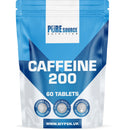 Caffeine Tablets 200mg Vegan Energy Tablet Pills Focus, Concentration, Energy Boost & Exercise Support Pre Workout Pill Improve Focus by Pure Source Nutrition (60 Tablets)