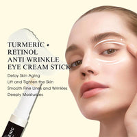 TBeautfave Turmeric Retinol Eye Stick, Retinol Eye Cream for Dark Circles and Puffy Eyes, Anti Wrinkle Eye Cream Anti Aging, Turmeric Multi Balm Stick for Eye/Face/Neck, Visibly Reduces Fine Lines, 5g