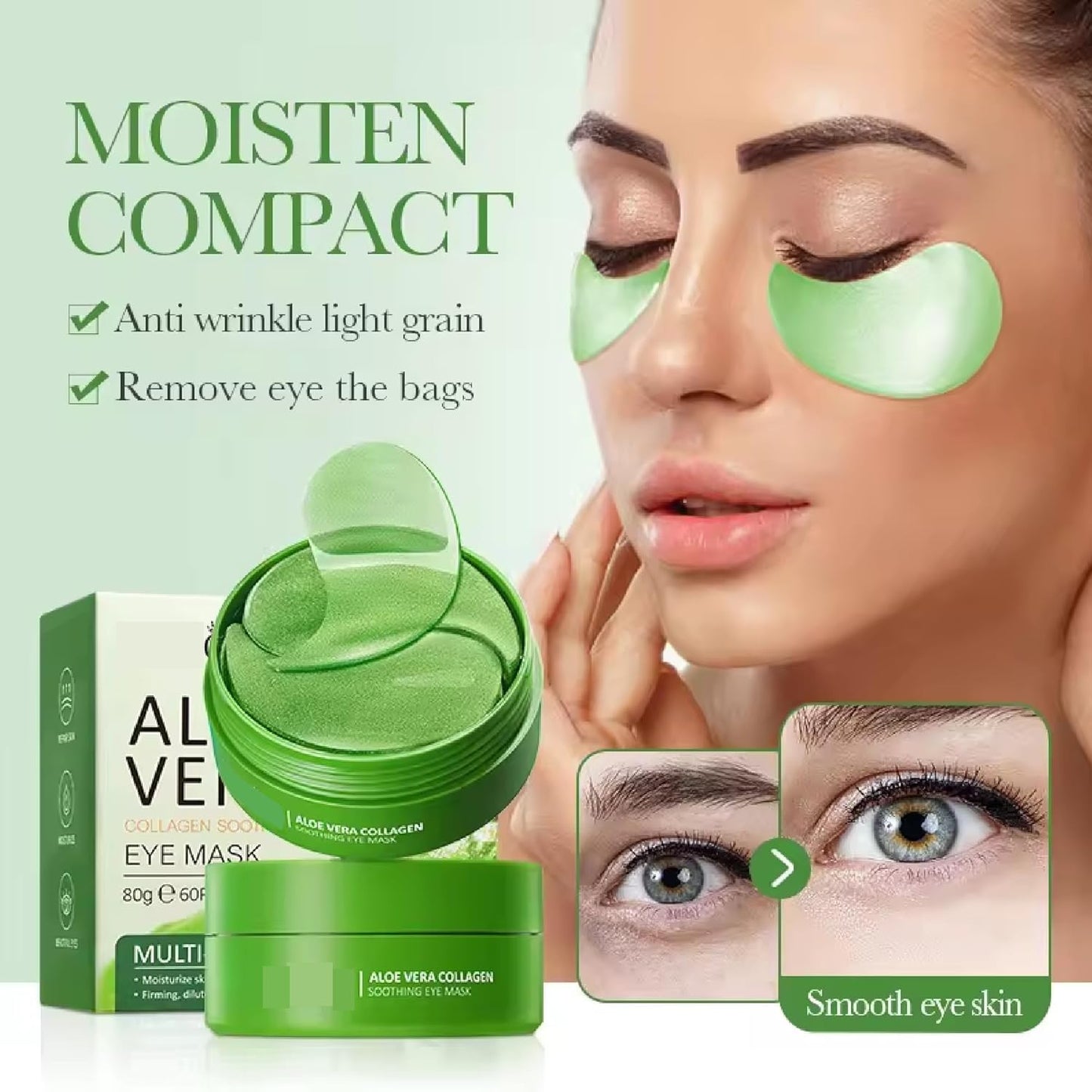 Chenduoran 60Pcs Under Eye Patches,Collagen Patches Eye Masks, Aloe Vera Gel Eye Mask Skin Care,for Puffy Eyes Dark Circles Eye Bags, Anti Wrinkle, Hydrating,Skincare,for Men and Women
