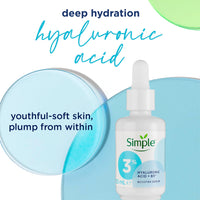 Simple 3% Hyaluronic Acid + B5* serum Booster Serum skin care product suitable for all skin types for hydrated, softer skin 30 ml