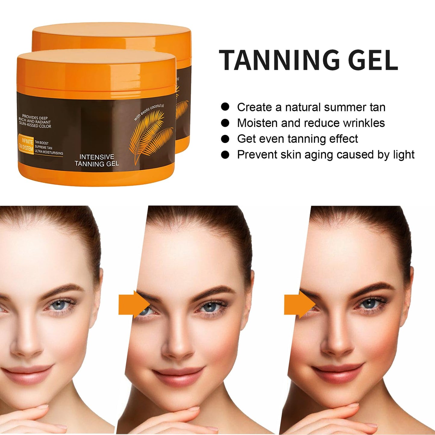 Neyared 2PCS Fast Tanning Bronzing Butter with Coconut Oil and Vitamin E, Intensive Tanning Gel for Sunbeds & Outdoor Sun