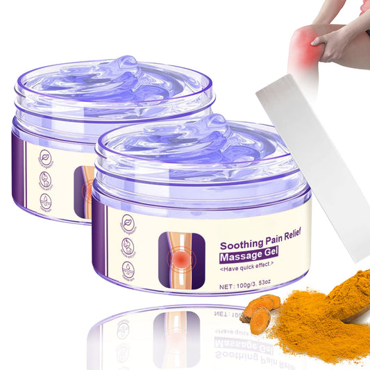 2Pcs Joint Pain Relief Gel Purple Soothing Massage Gel for Joint Activities Throughout The Body, with Emu Oil & Turmeric, Effective Soothes Knees, Hands, Neck, Lumbar, and Feet