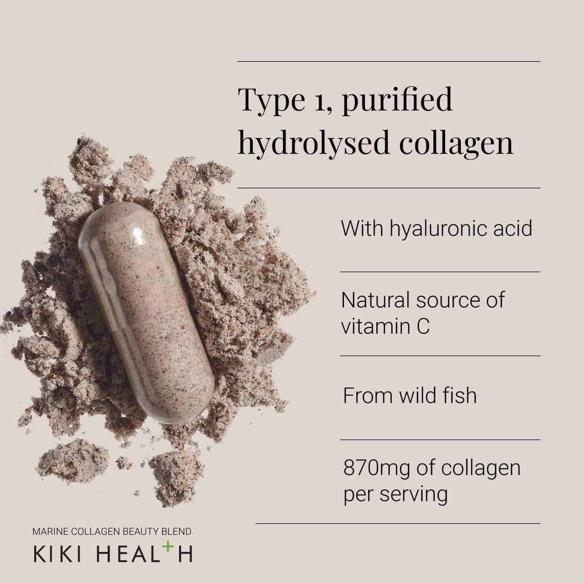 KIKI HEALTH KIKI Health Marine Collagen Peptides Beauty Blend | Vital Protein Supplement for Skin, Hair Nails, Bones, Joints & Digestion | Hydrolysed Collagen with Vitamin C and Hyaluronic Acid - 150 Capsules