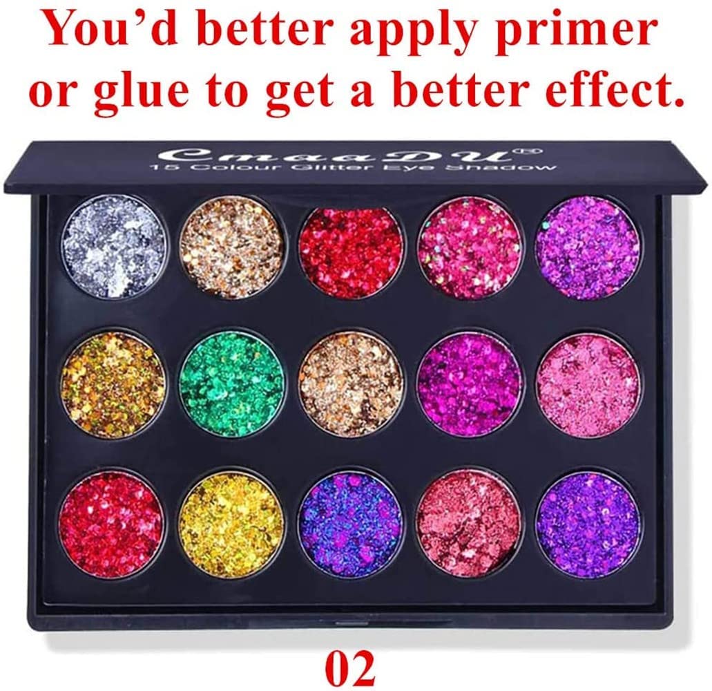 Mysense 30 Colors Glitter Eyeshadow Palette,Party Diamond Pressed Pighmented Mineral Ultra Makeup Shimmer Sequined Palette,Long Lasting Waterproof Eye Shadow Power (2 pcs)