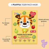 7th Heaven Tiger Face Mask Gift Set (4 Kids Face Masks). Hydrating for Sensitive Skin, Childrens Age 8+, Cruelty Free Sheet Masks - Genuine 7th Heaven Face Masks Skincare