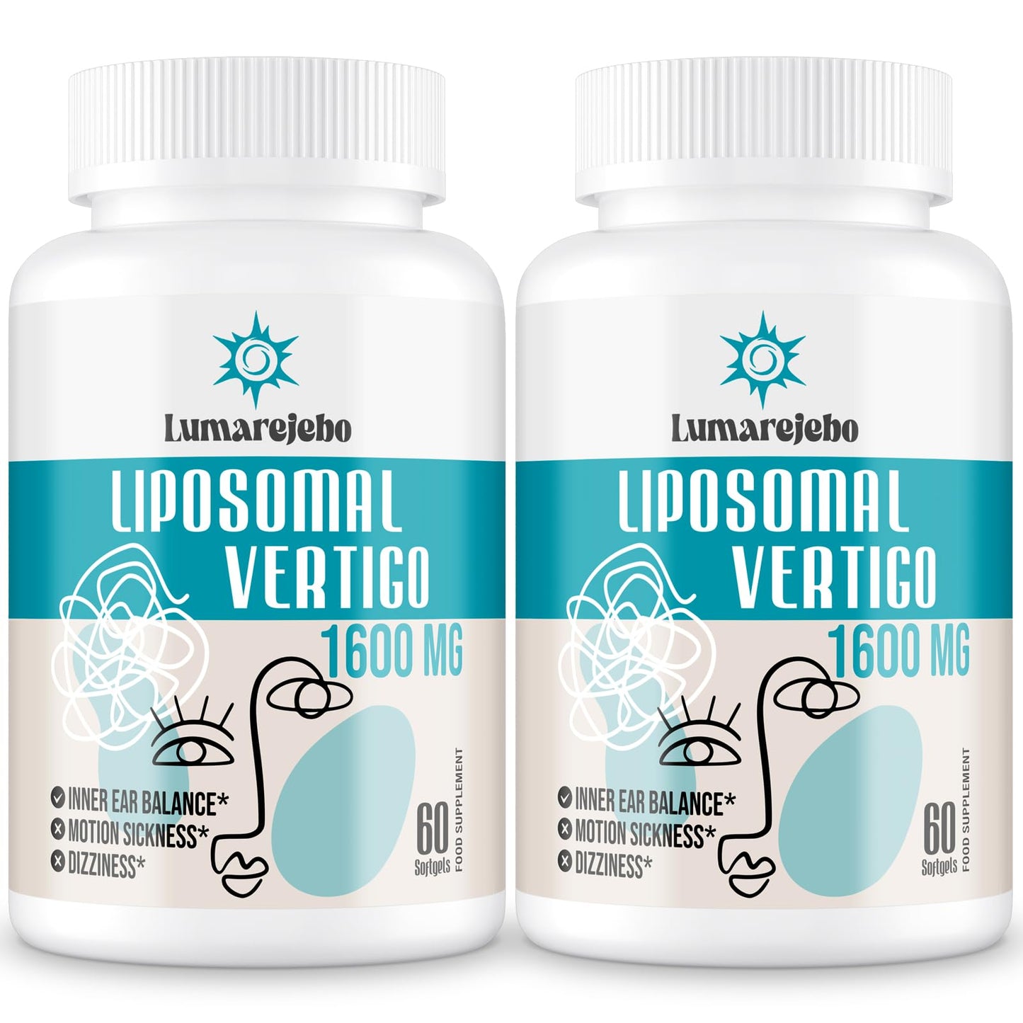 Lumarejebo Liposomal Vertigo Softgel 1600mg, Inner Ear Balance Supplement with Ginger & Ginkgo Extract, Relieve Motion Sickness & Dizziness, 60 Softgels