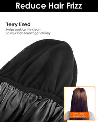 Aquior Shower Cap,Extra Large Triple Layer Bathing Cap with Dry Hair Function for Women Microfiber Terry Cloth Silky Satin 100% Waterproof Reusable Long Hair Bath Caps