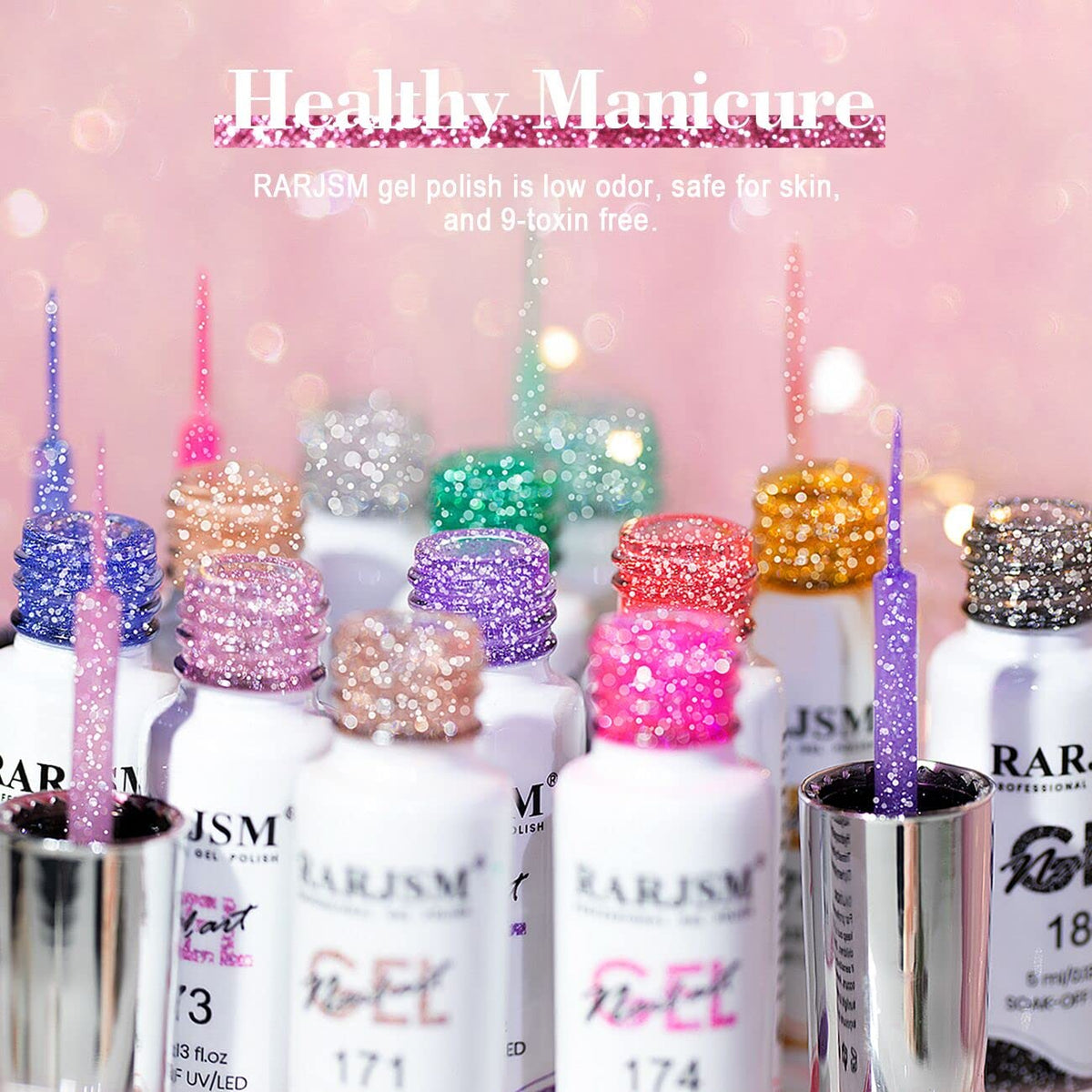 RARJSM Gel Liner Nail Art Reflective Glitter Flash Diamond Liner Gel Polish 12 Colors 5ml Sparkle Silver Hot Pink Black Pigment Painted Stripe Brush Gel Nail Polish UV LED Curing Require Nail Design