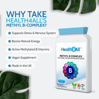 Health4All Methyl B-Complex, 60 Capsules with Methylcobalamin, Methylfolate, DMG & PABA Supplement, Support Stress, Energy, Methylation, Aid Nervous & Physiological Function | Made in UK (not Tablet)