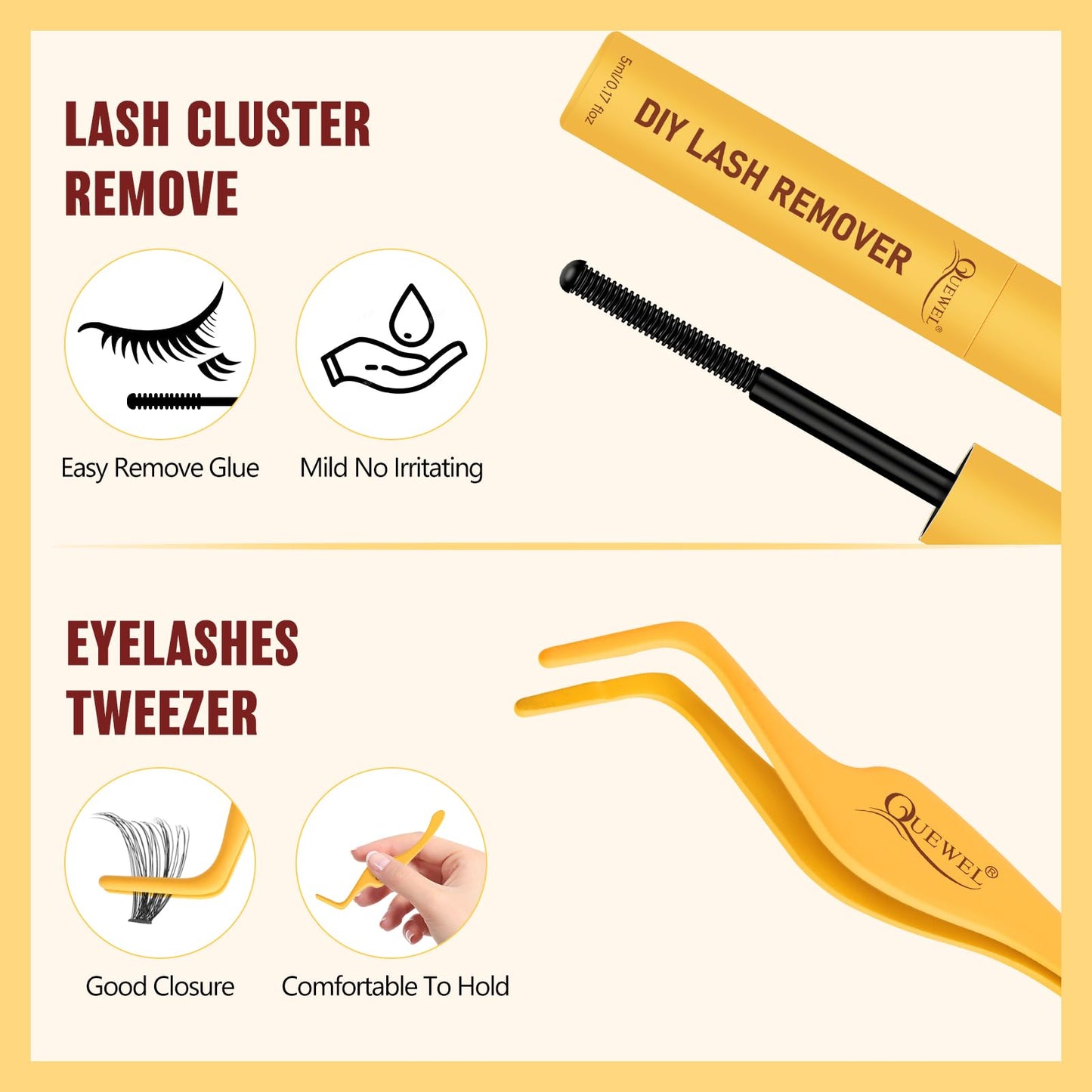 QUEWEL Clusters Lashes Kit 320 Pcs Individual-Lashes with Lash Bond &Seal