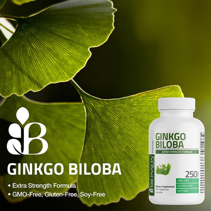 Bronson Ginkgo Biloba Extra Supports Brain Function & Memory Support, 120 Vegetarian Capsules