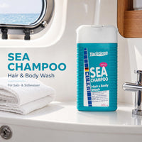 Yachticon Sea Champoo/Meerwasser Seife Shampoo, Schampon, Schampu 300 ml von pflegt entspannend von Wind Sonne Wasser beanspruchte Haut und Haare