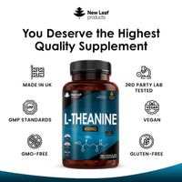 L Theanine Enriched with Vitamin B6 - High Strength L Theanine 400mg Natural Nootropics from Green Tea - 360 Vegan L-Theanine Capsules - Made in The UK Theanine Supplements by New Leaf