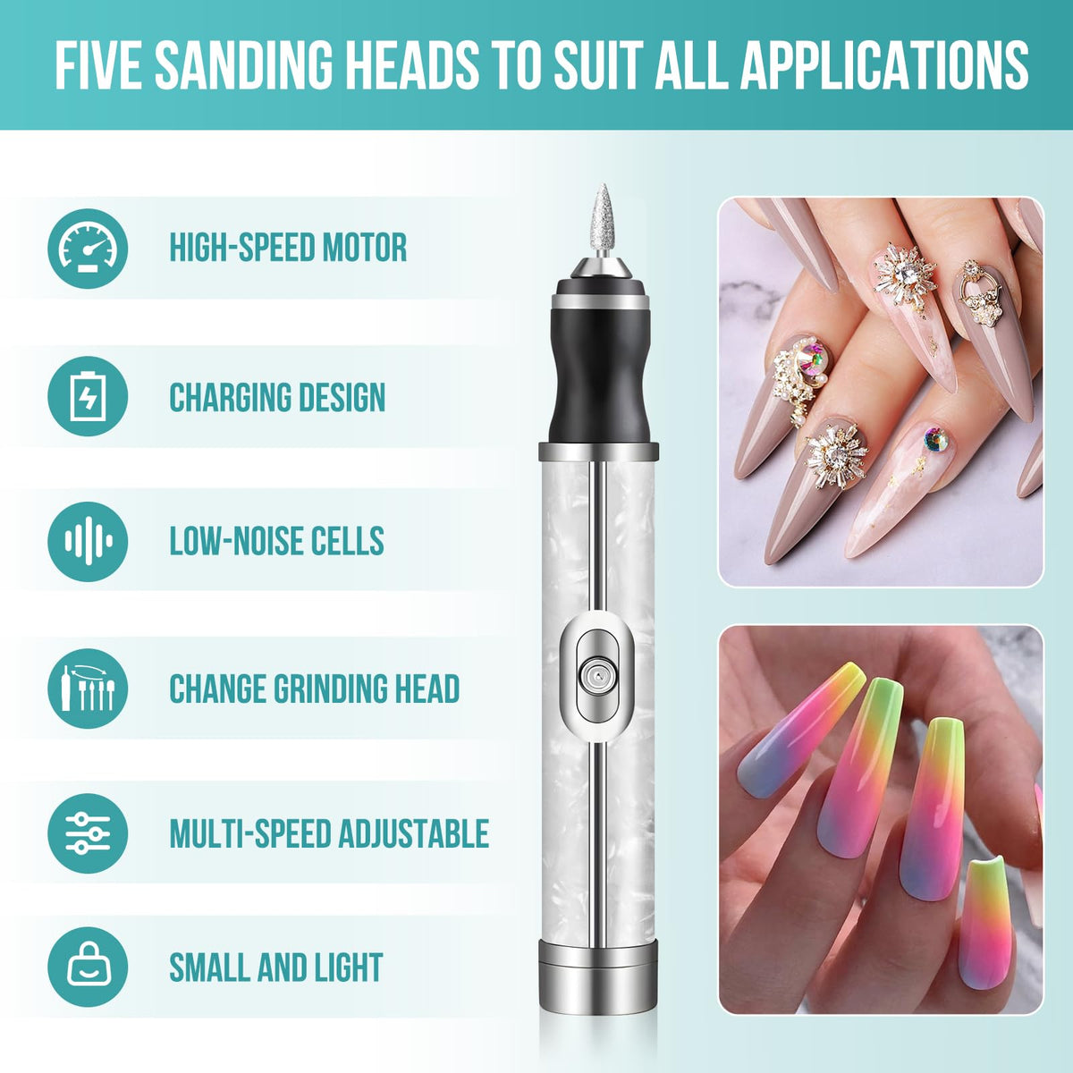 Leikedun Electric Nail File for Thick Toe Nails, 4 Speeds Nail Grinder for Thick Toenails Set for Various Nails and Shapes