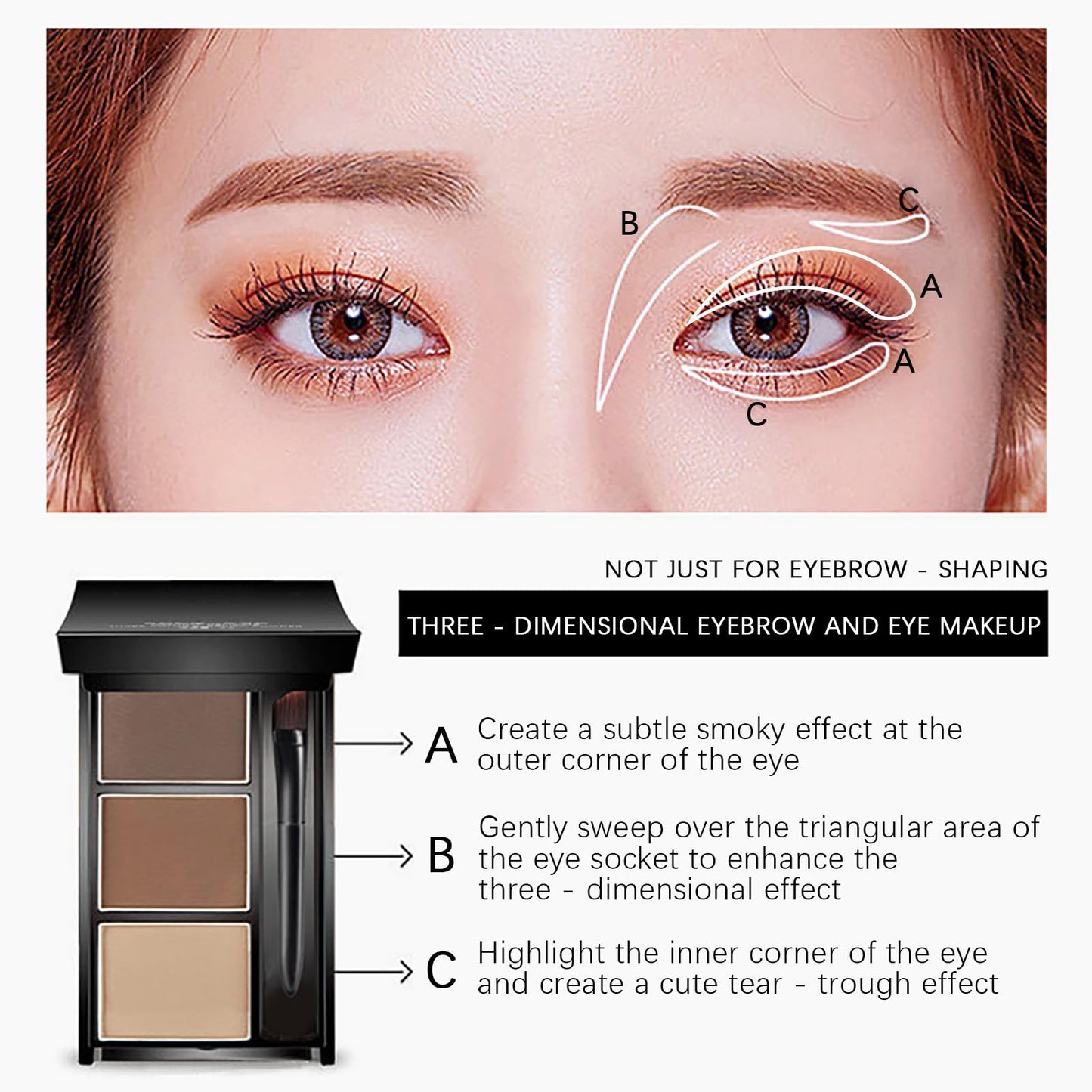 NatrLuxe All-in-One Dark & Light Brown Eyebrow Powder Palette – Compact Brow Sculpting & Shaping Kit for Women